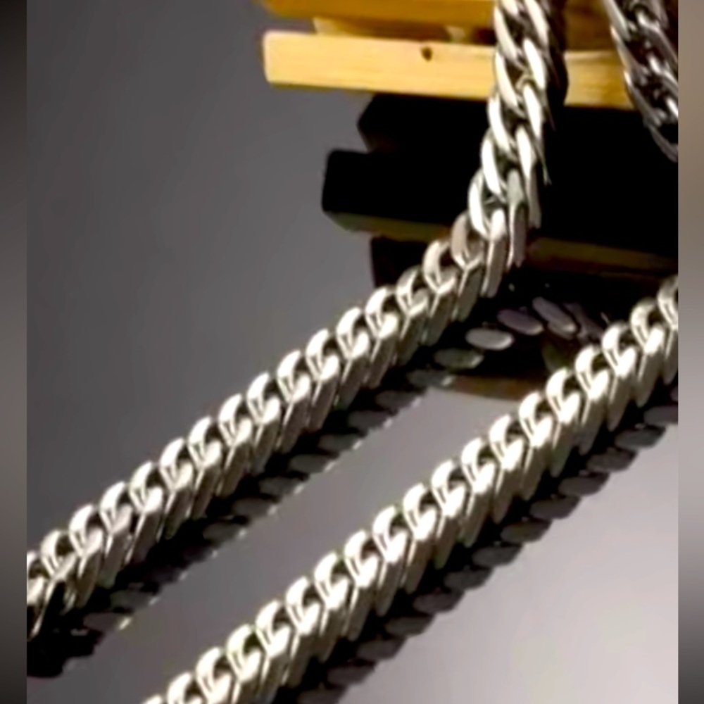 Stainless steel Cuban chain silver 22” length, width 5 mm